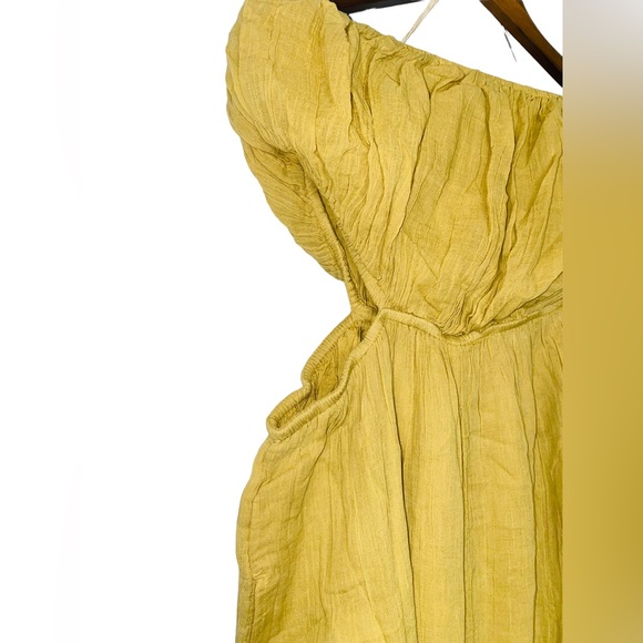 Free People Mustard Cut Out For It Wide Leg Pant Jumpsuit with Pockets - Picture 9 of 14